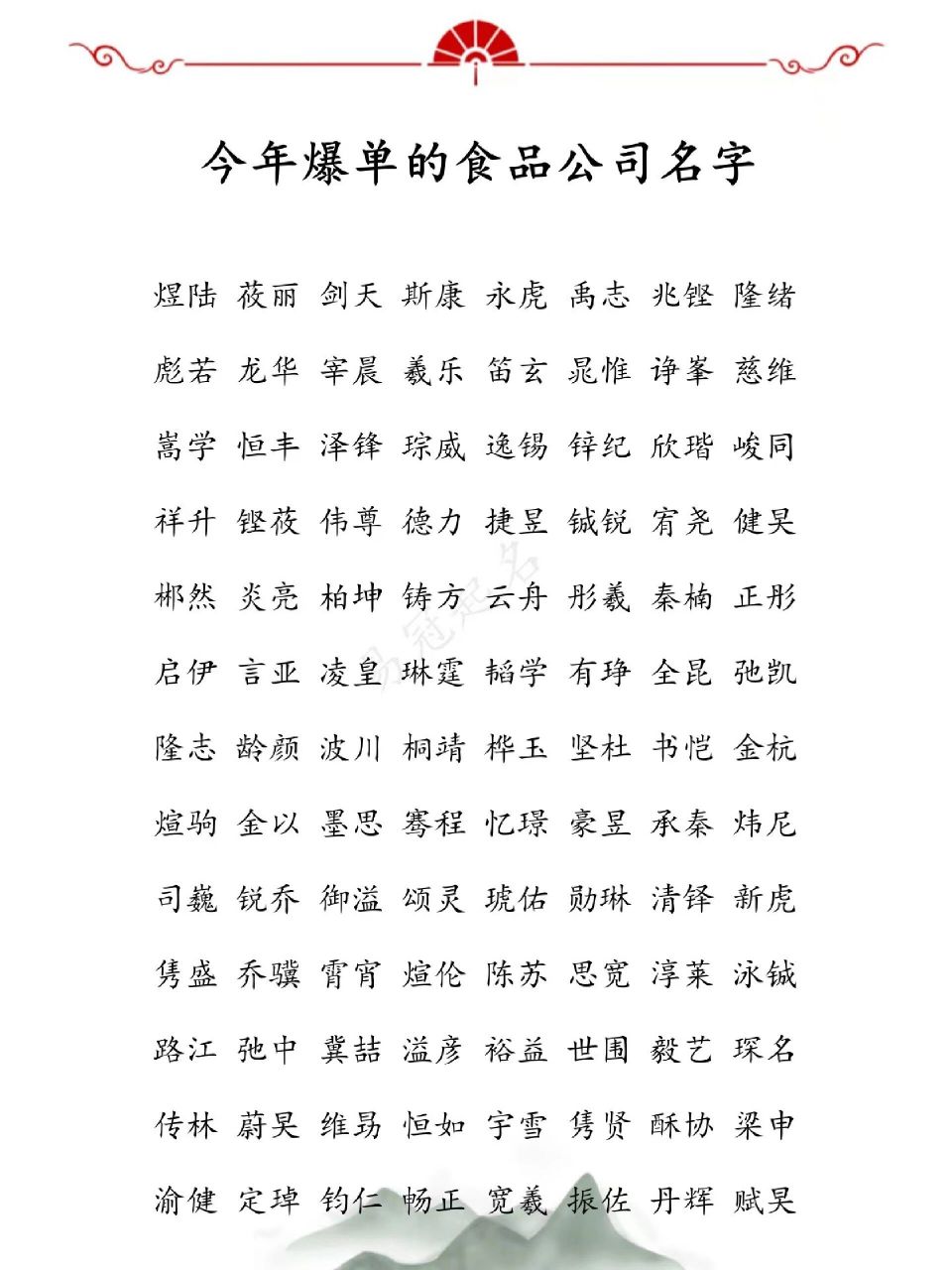 食品公司取名字大全 公司起名取名字大全,食品公司取名字