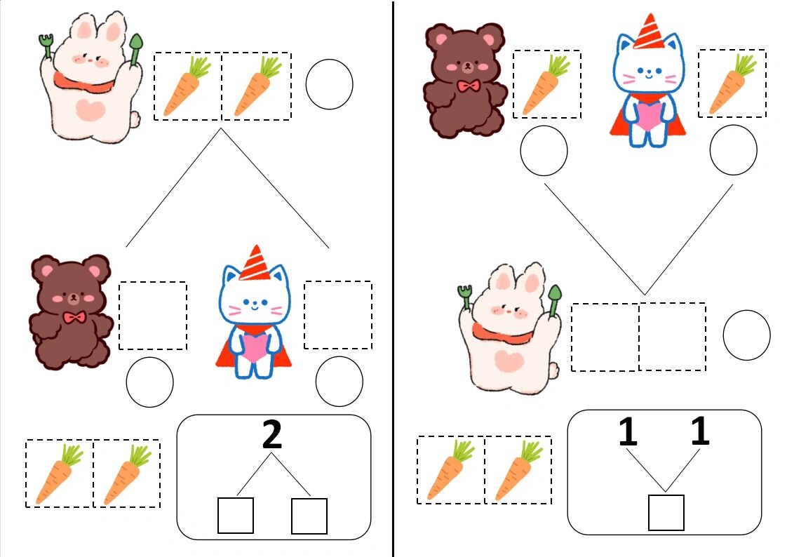 "2"的分解与组成 | 可打印