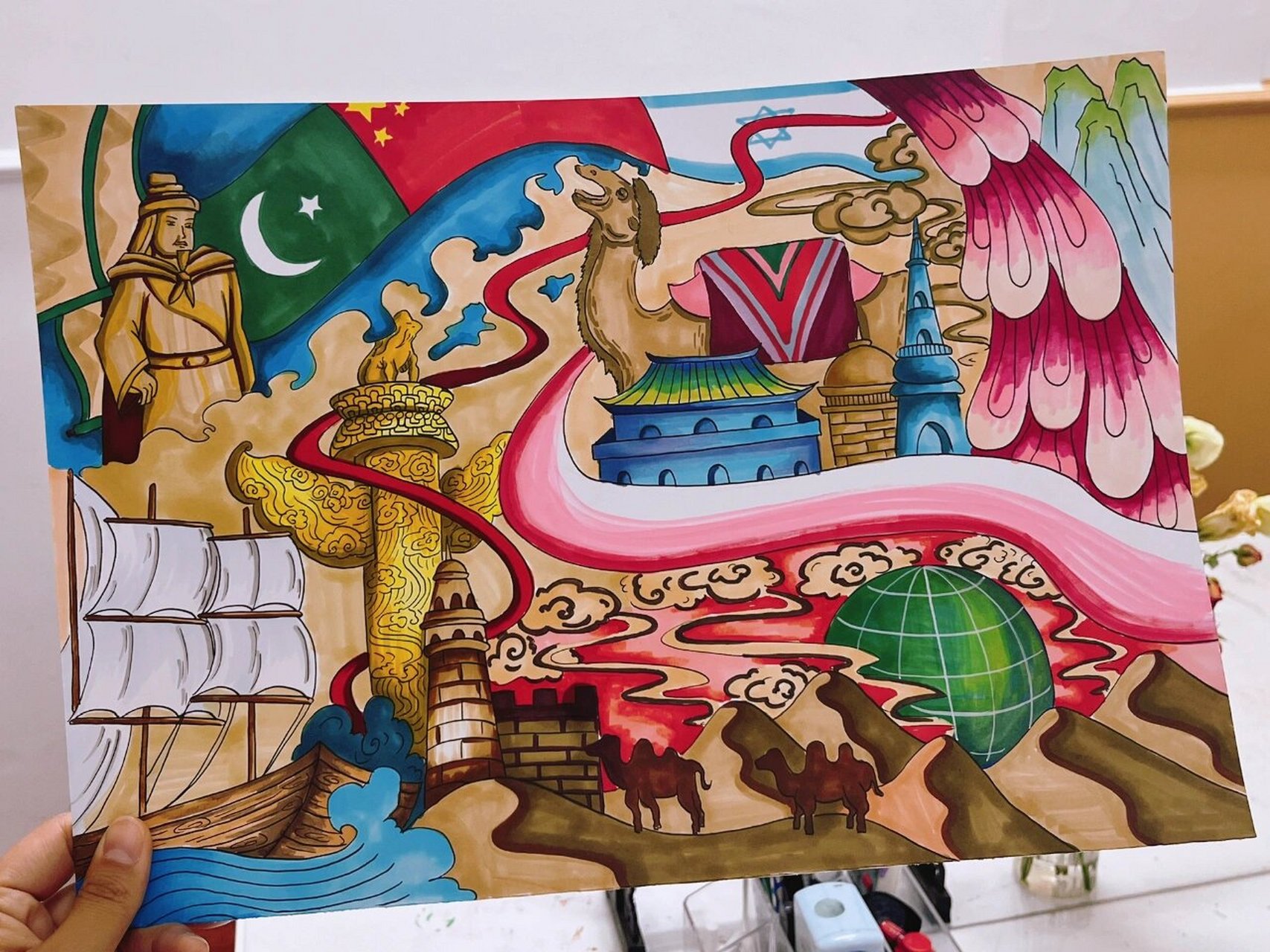 一带一路友城绘比赛作品