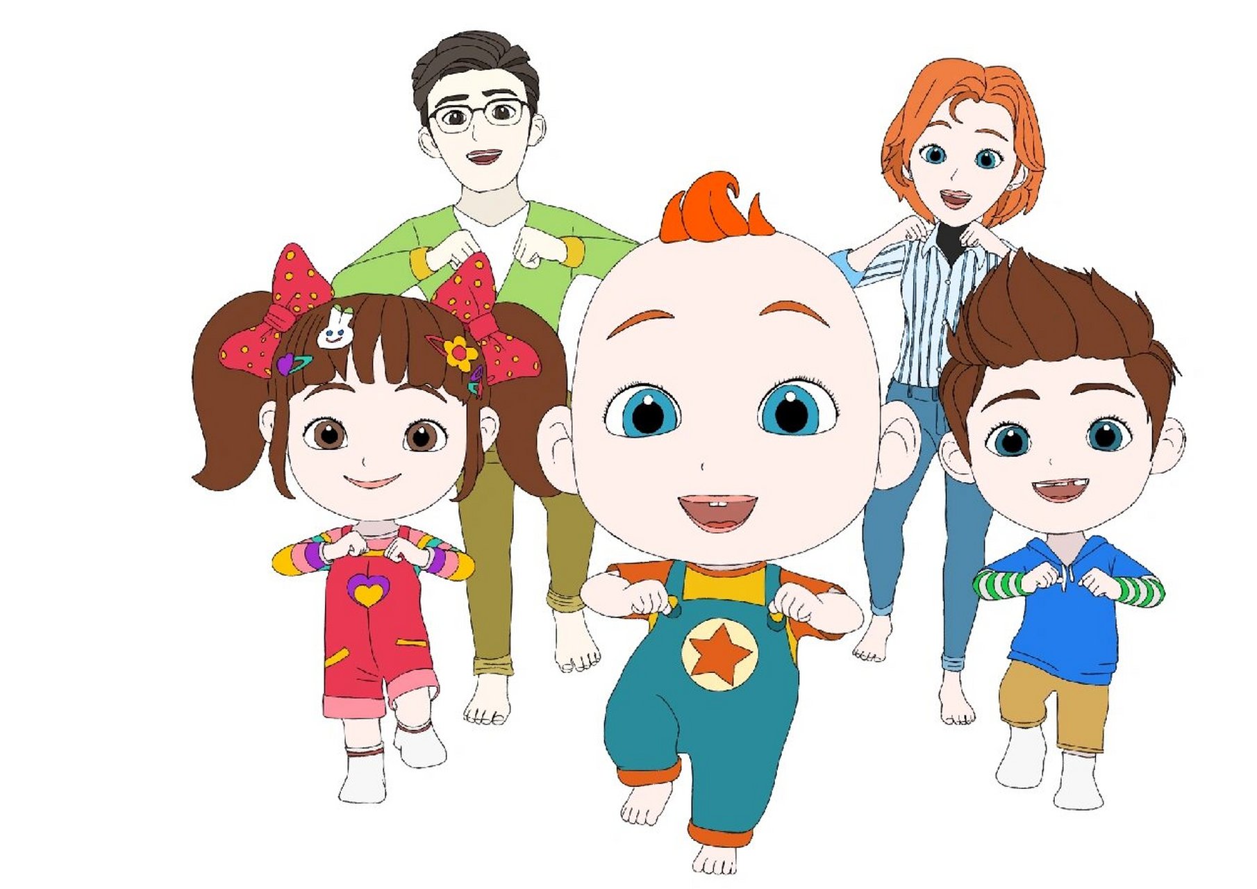 超级宝贝jojo全家福,涂色了.