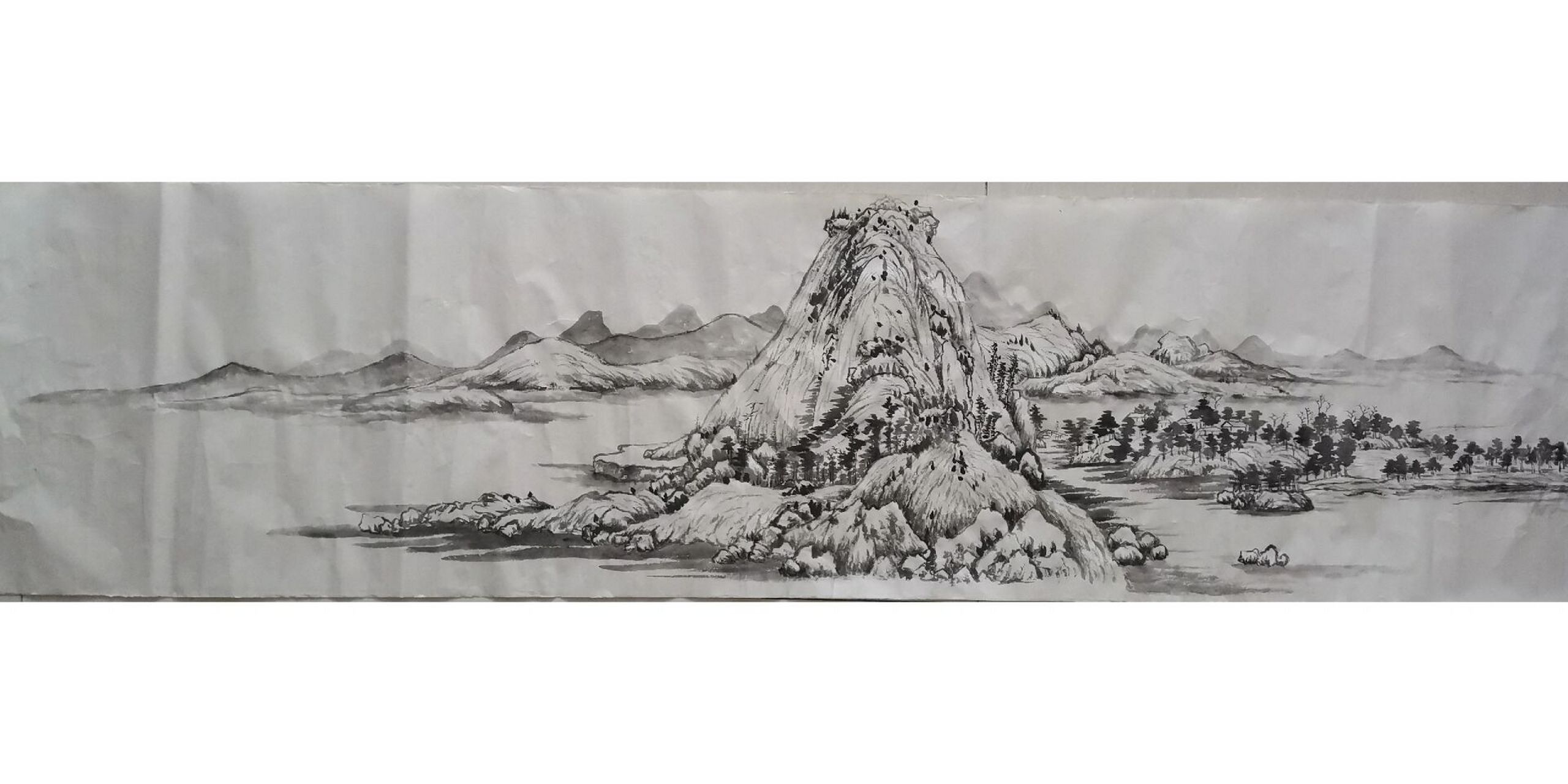 临摹黄公望《富春山居图》局部 这次临摹比前两个局部时感觉轻松了些