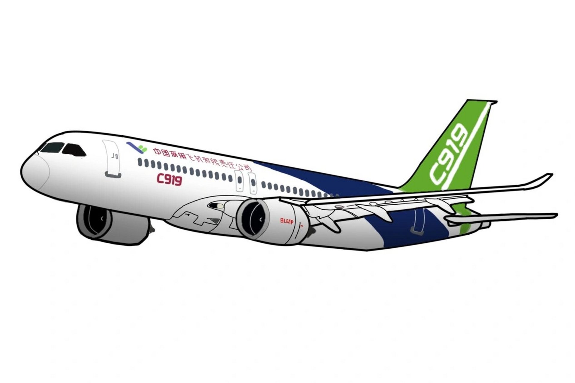 c919飞机儿童画图片