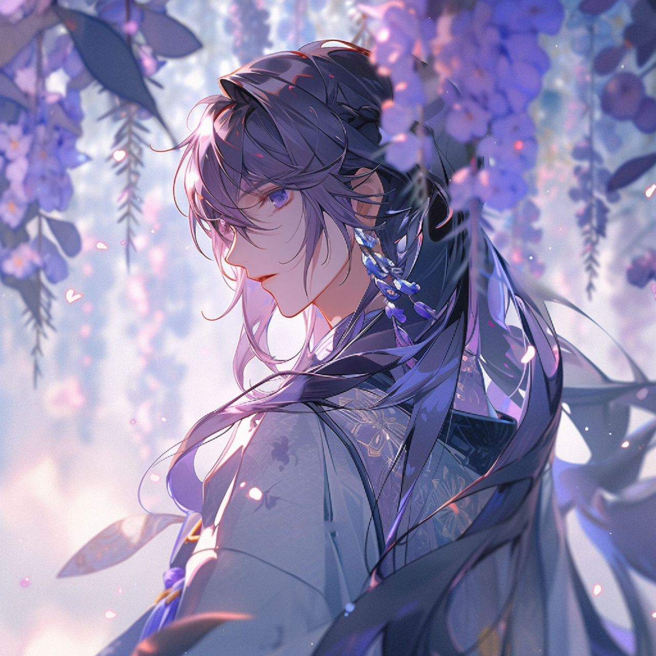 古风紫色长发男生 粉丝要的