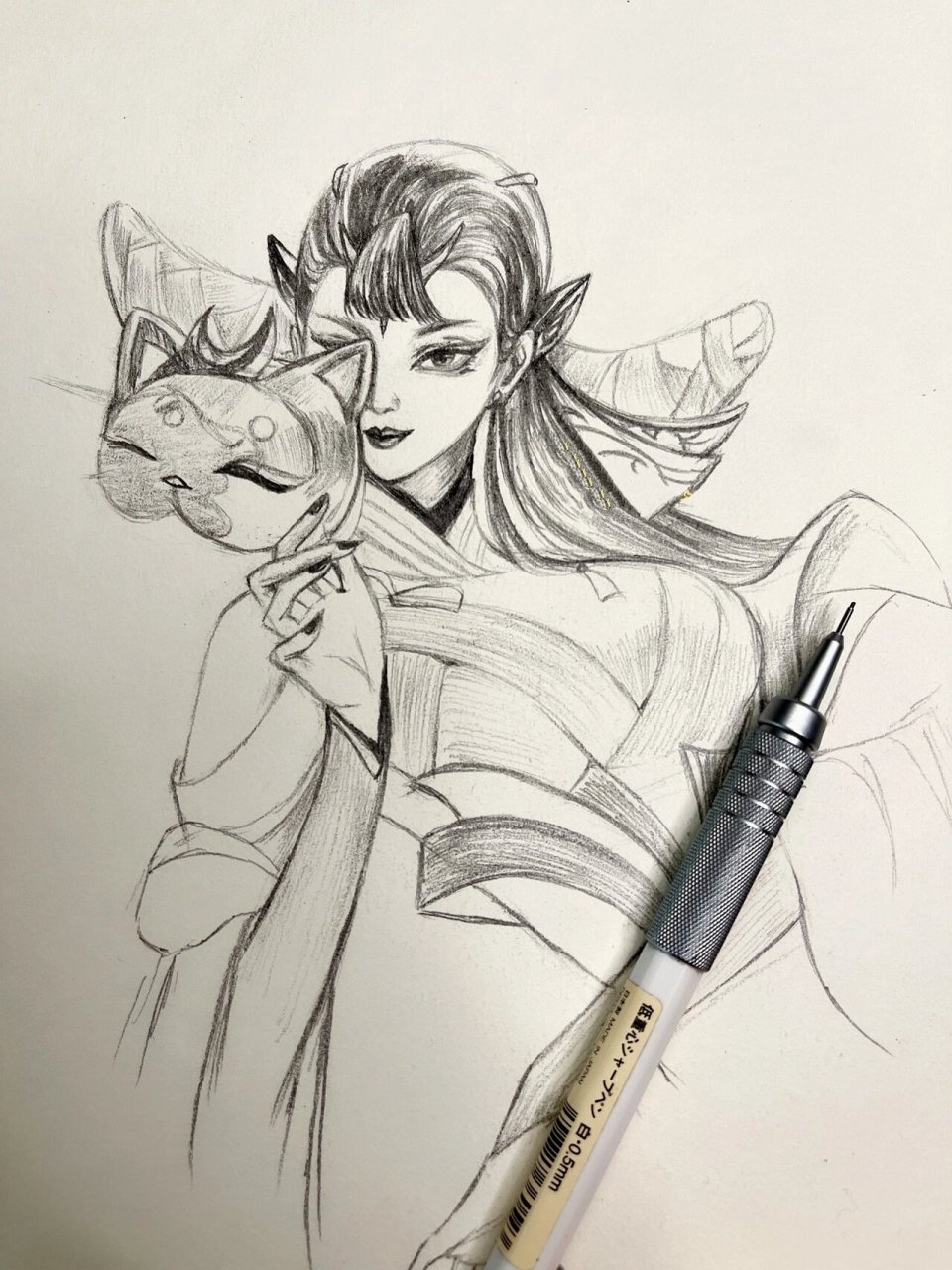 四大美女之一貂蝉/附步骤图 7315手绘王者荣耀貂蝉猫影幻舞皮肤