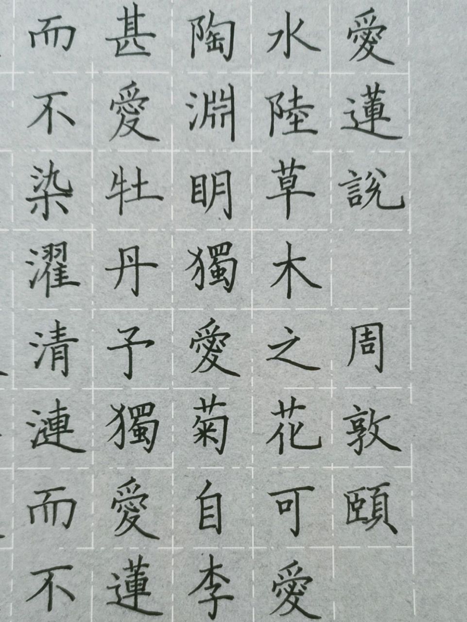 硬笔书法《爱莲说》周敦颐 90笔:晨光0.