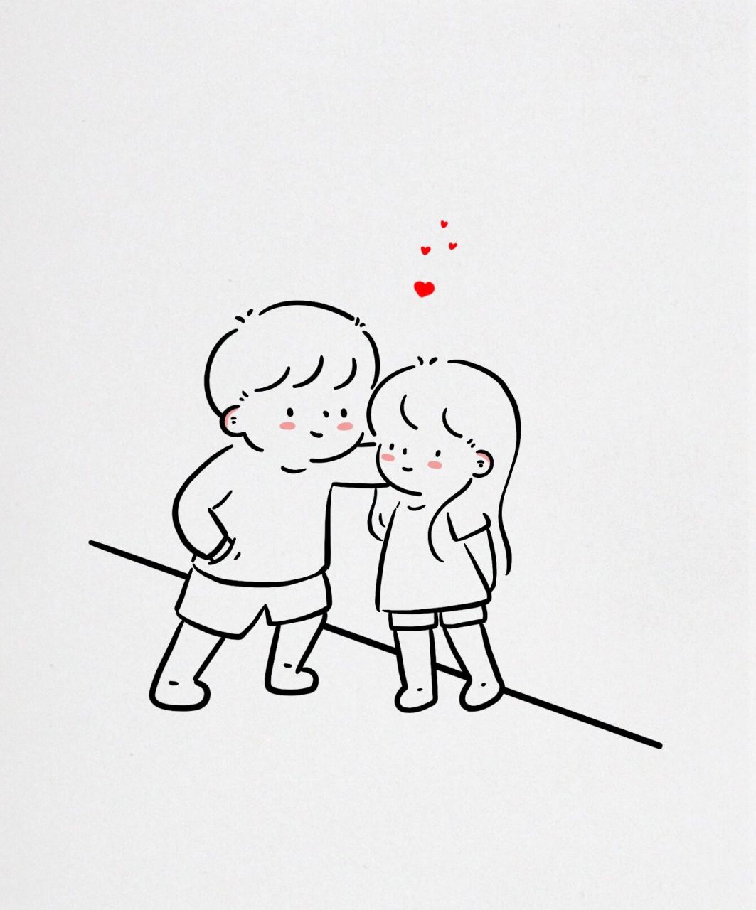 情侣简笔画 可爱 甜甜图片