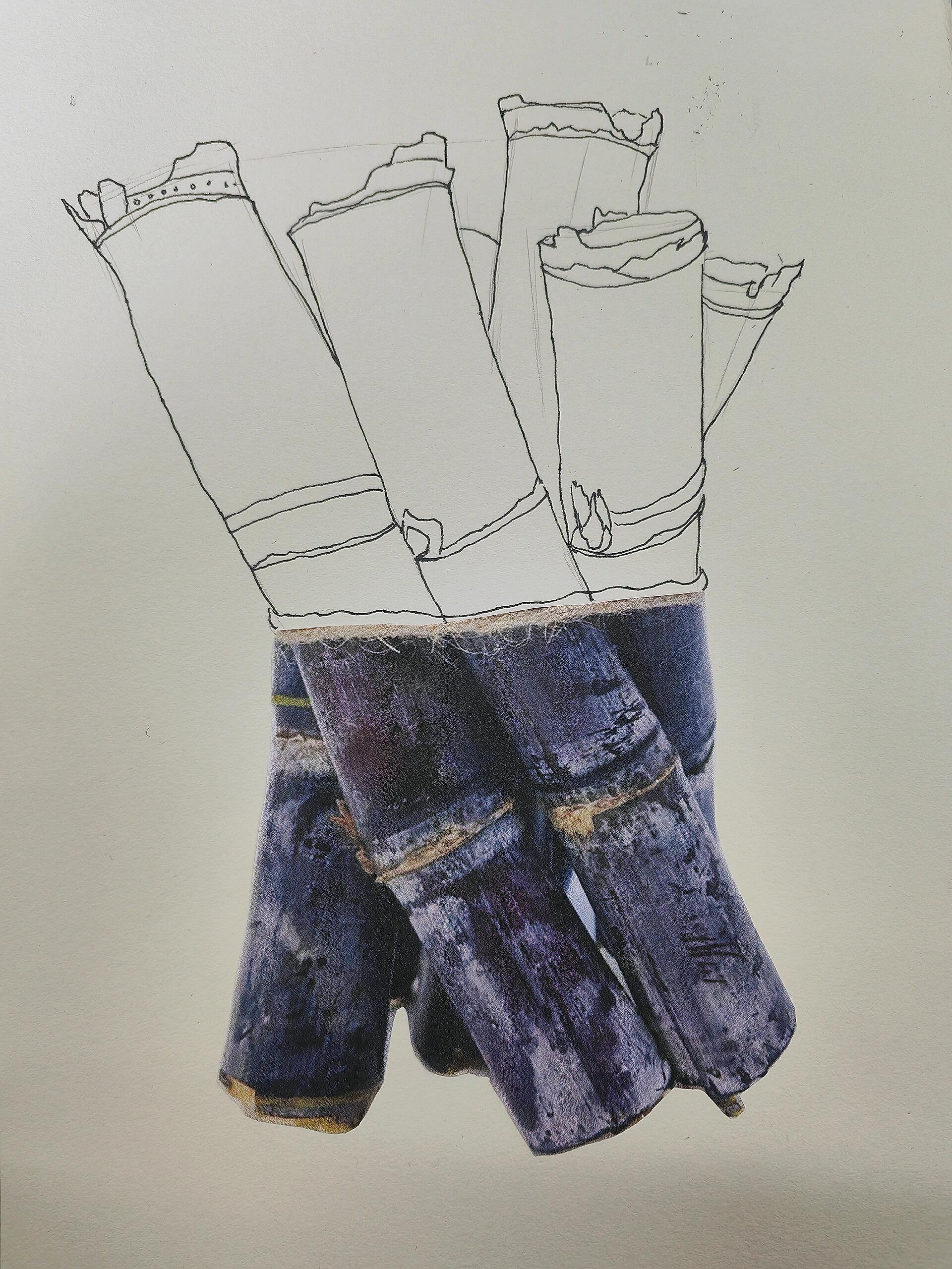 8-10岁线描写生—甘蔗(带步骤和素材) 适合八岁以上孩子,强调造型和