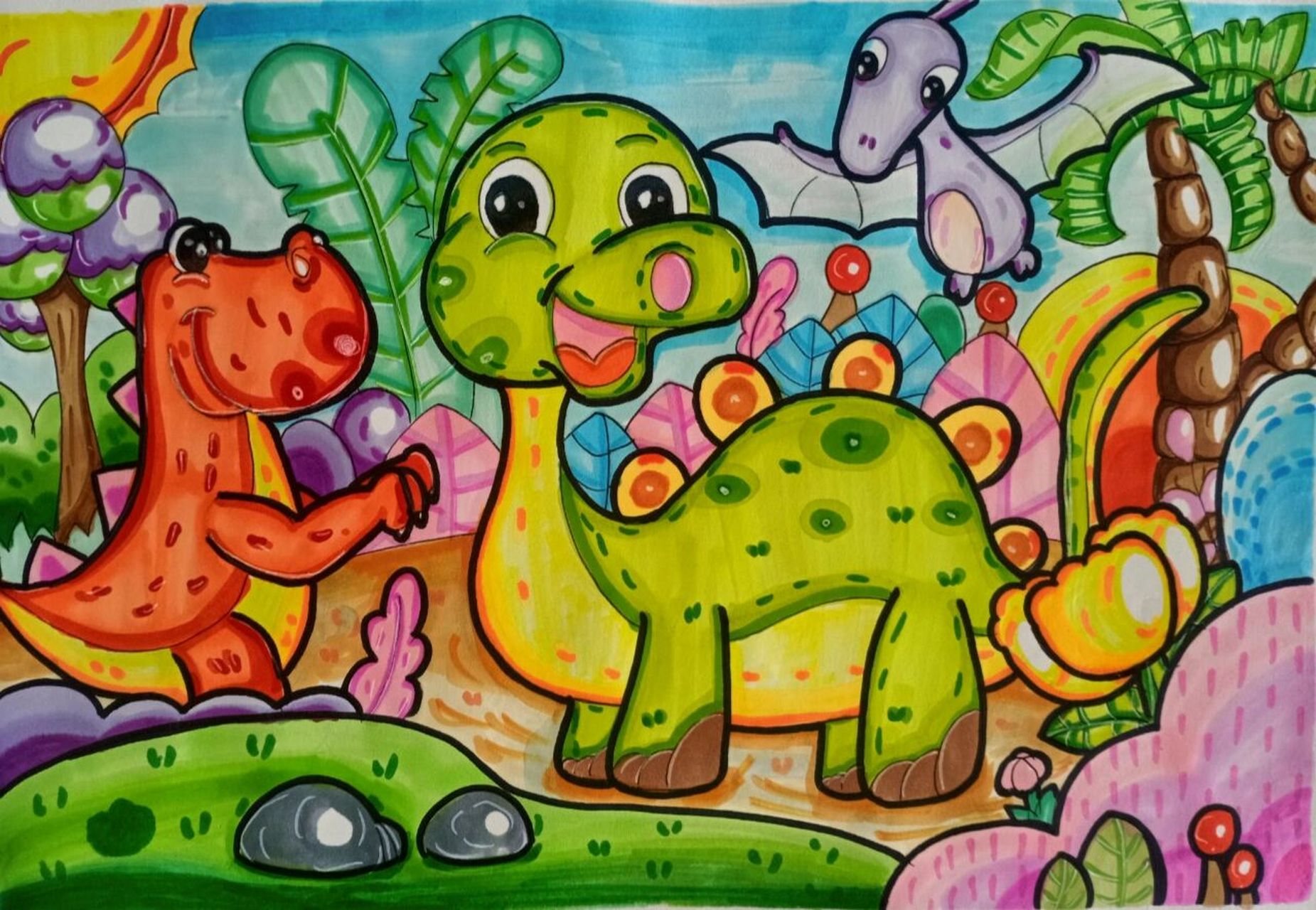 儿童画画大全恐龙世界图片