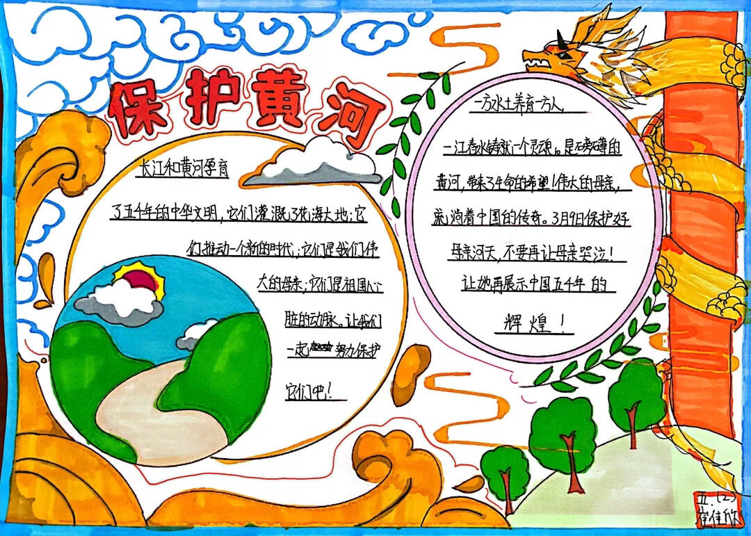 保护黄河手抄报模版