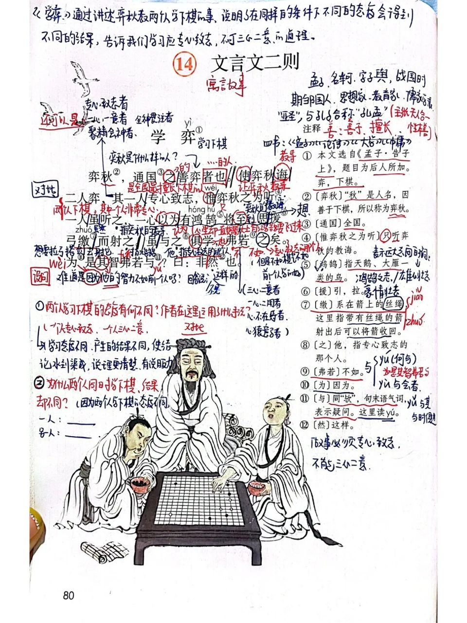 六下/语文第14课《学弈》课堂笔记