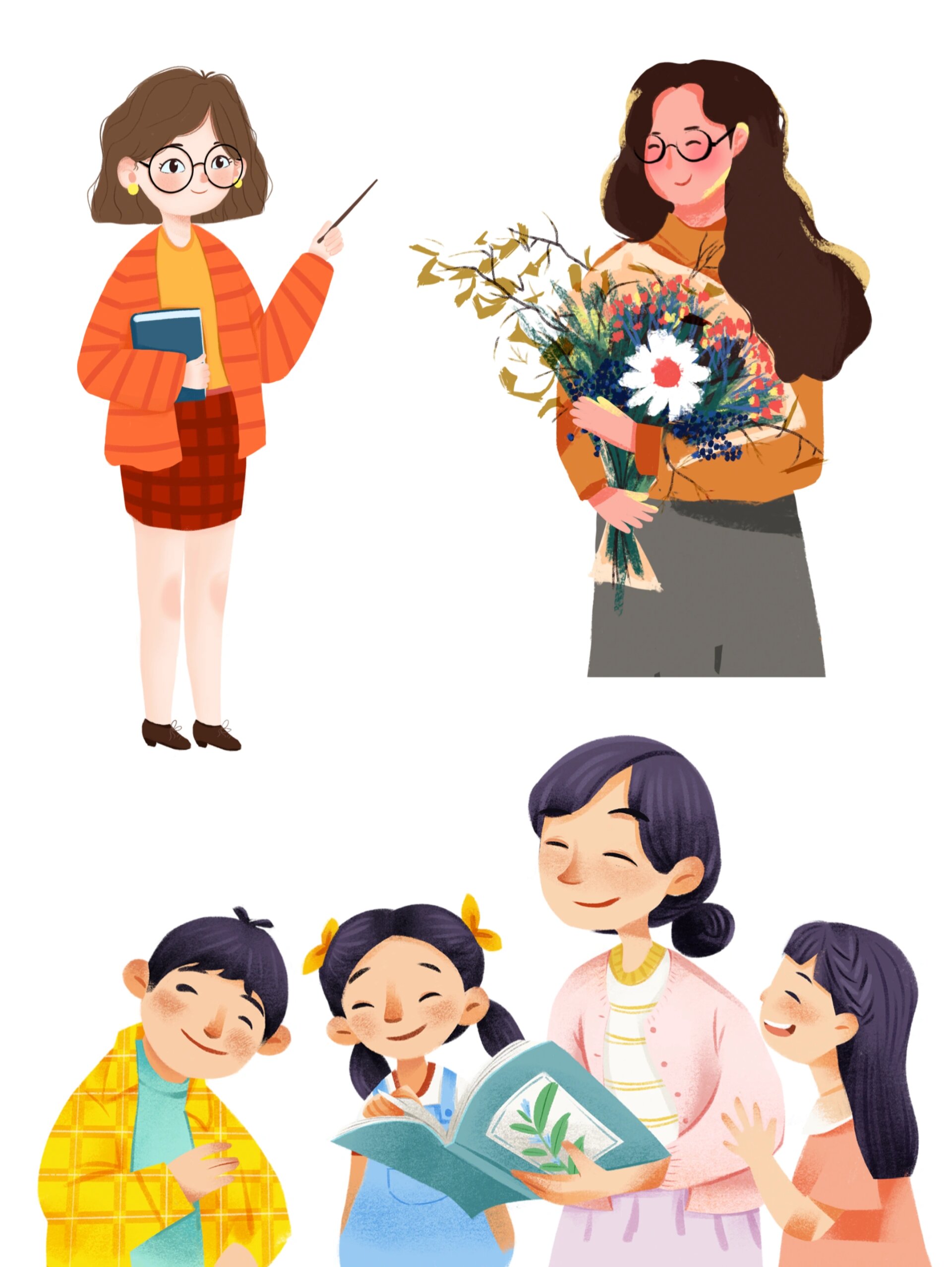 开学季卡通老师插画