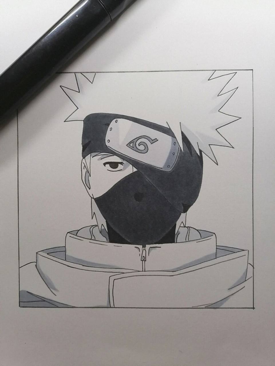 卡卡西教程 #火影忍者# #手绘教程##卡卡西# 一起吹过晚风的人大概会