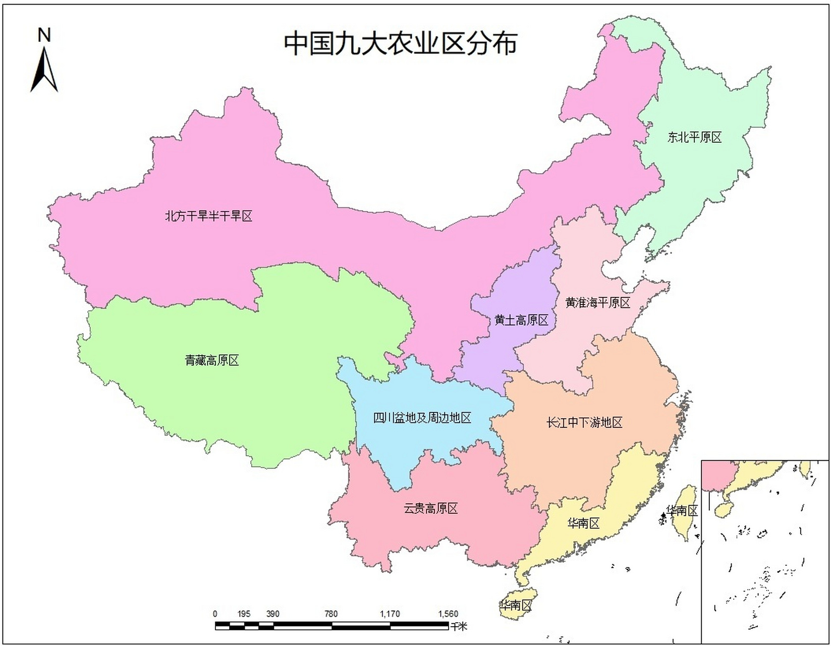 中国九大农业区分布图