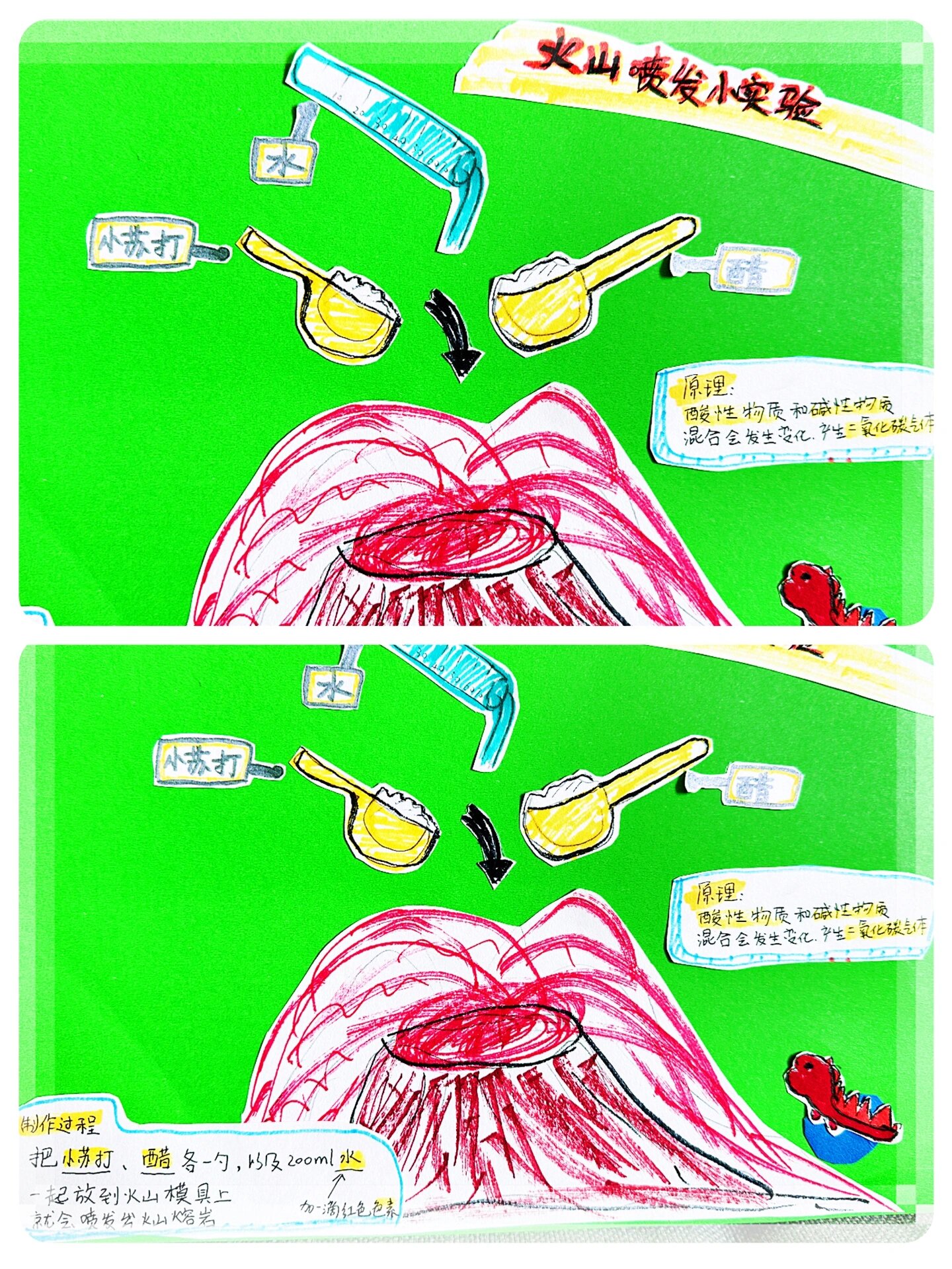 火山🌋喷发小实验 🧪火山喷发小实验,制作简单,孩子爱玩～周末