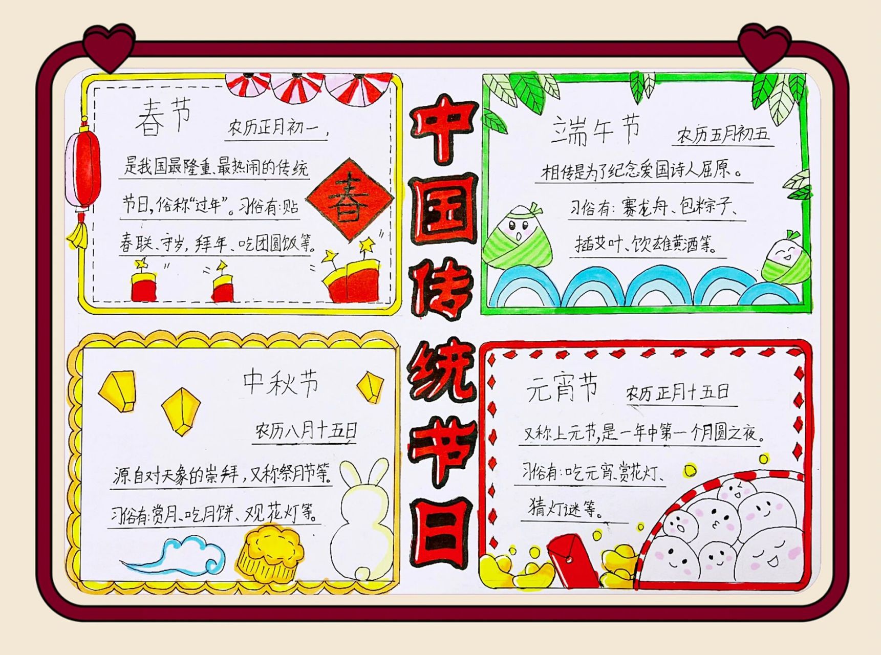 中国传统节日手抄报三年级语文下册第三单元