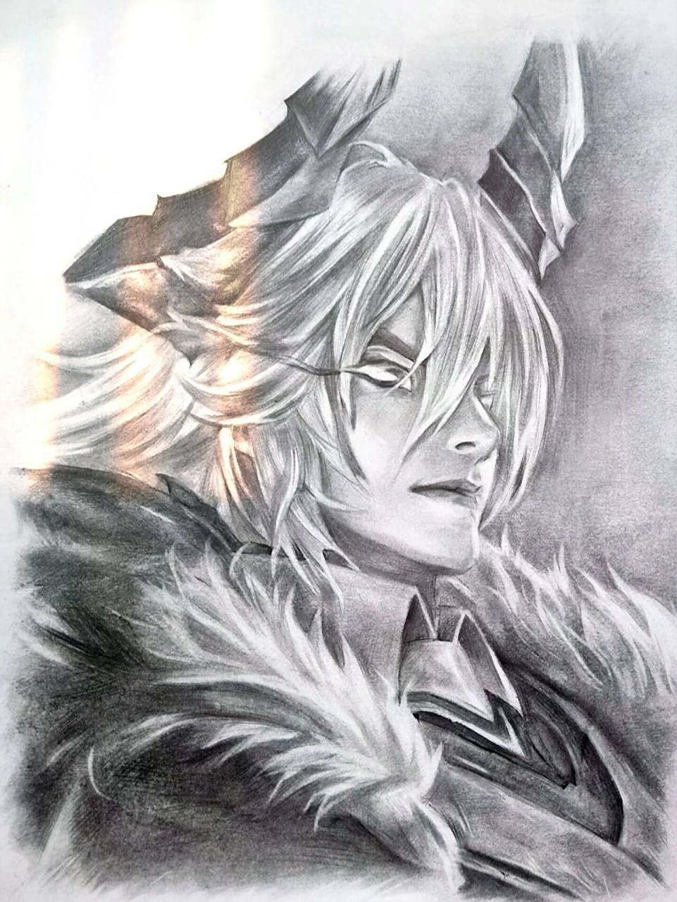 手绘李信   灼热之刃 素描 单纯为不想死而挥剑只有在梦里才会做梦