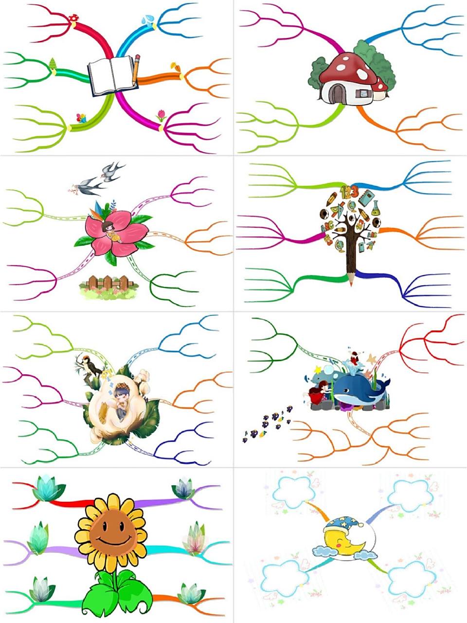 小学语文思维导图模板30张附黑白线稿可打印5r分享