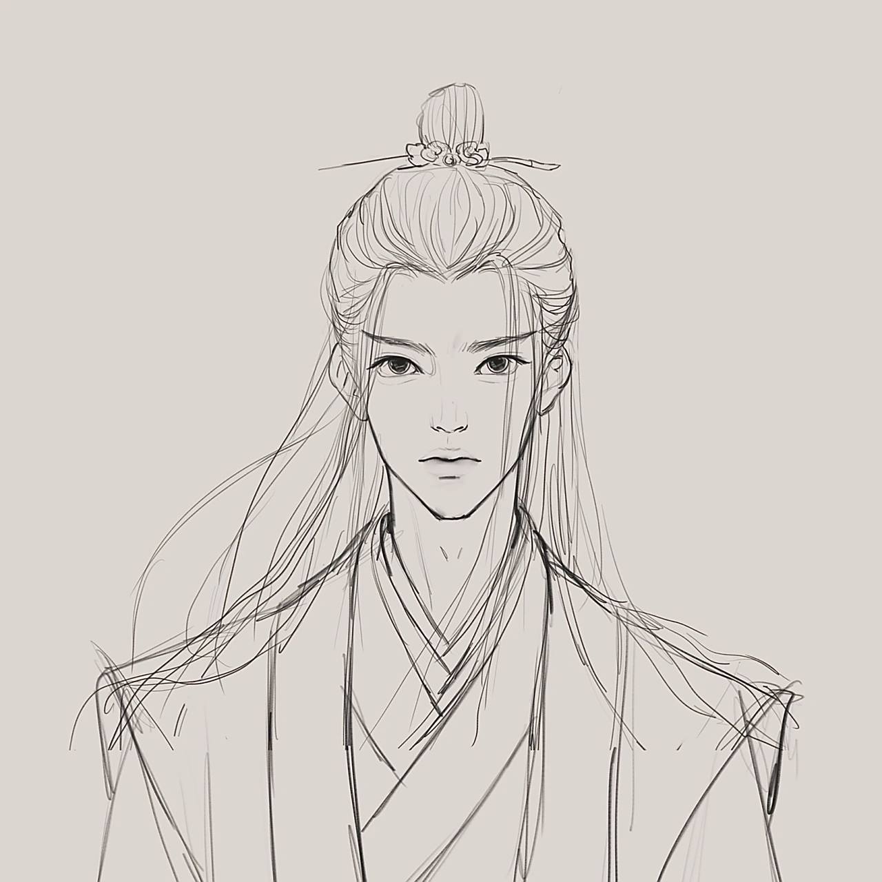 线稿|少年屈原 新尝试!