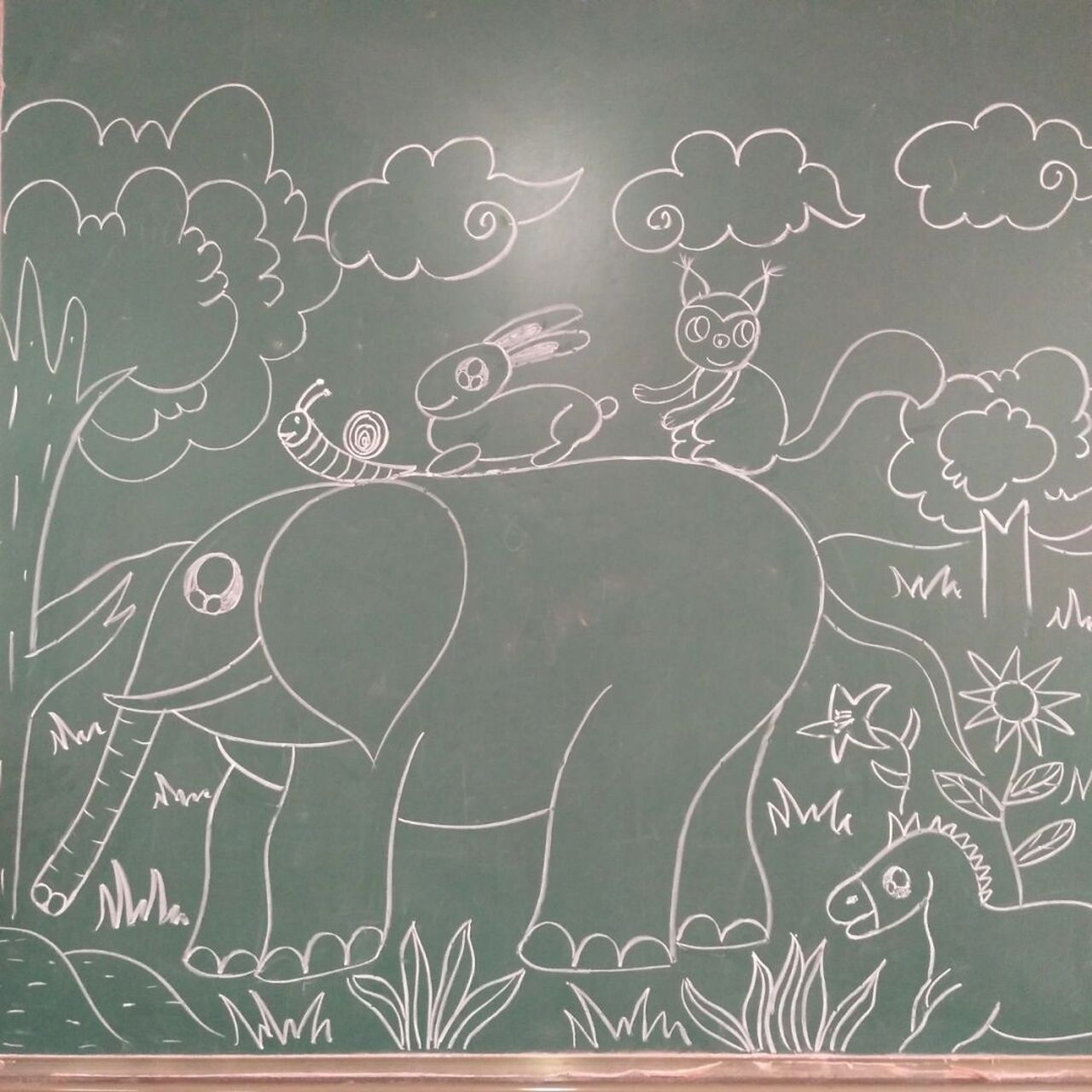 简笔画～大象 #简笔画# #黑板画# #美术老师# #简笔画教程# #画个简笔