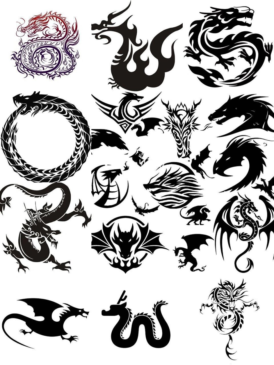 145款中国风古典龙纹龙图腾龙纹身图案png透明背景免扣素材