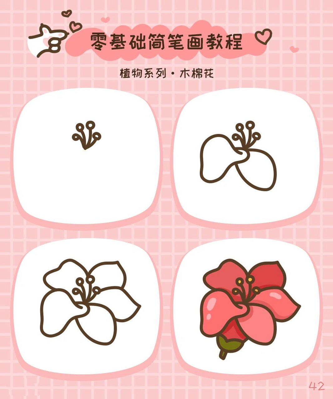 简笔画教程·植物系列·木棉花96 木棉花掉落后,树下落英缤纷,花不