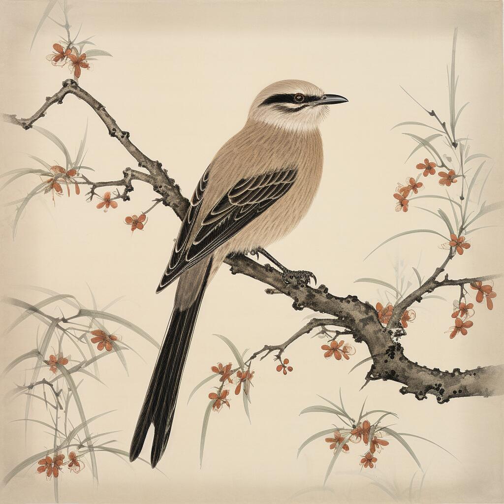 工笔画—伯劳鸟