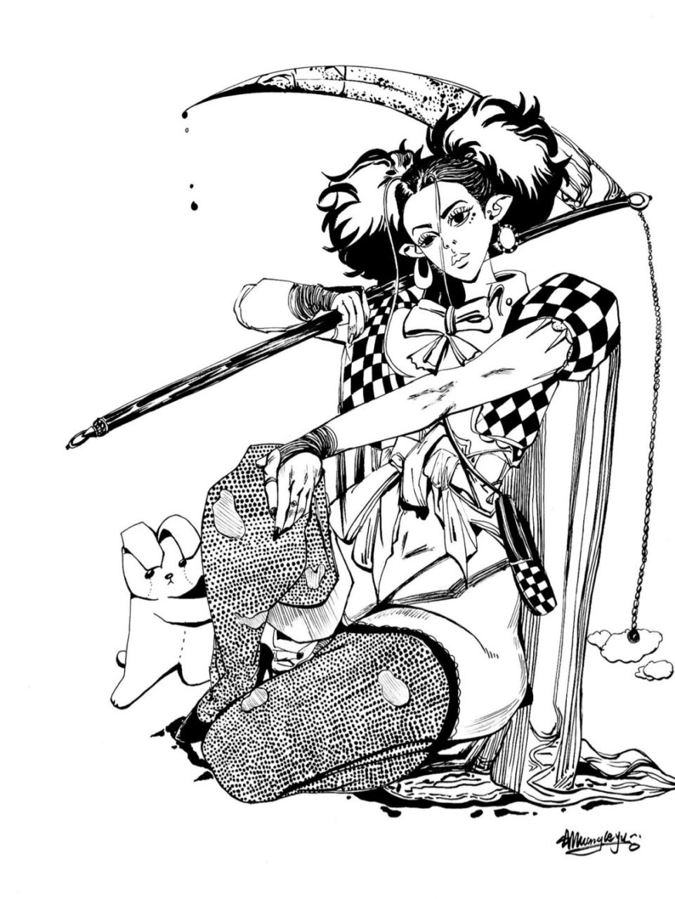 人物线描 可临摹 材料:素描纸,勾线笔, #绘画# #人物绘画# #黑白线描