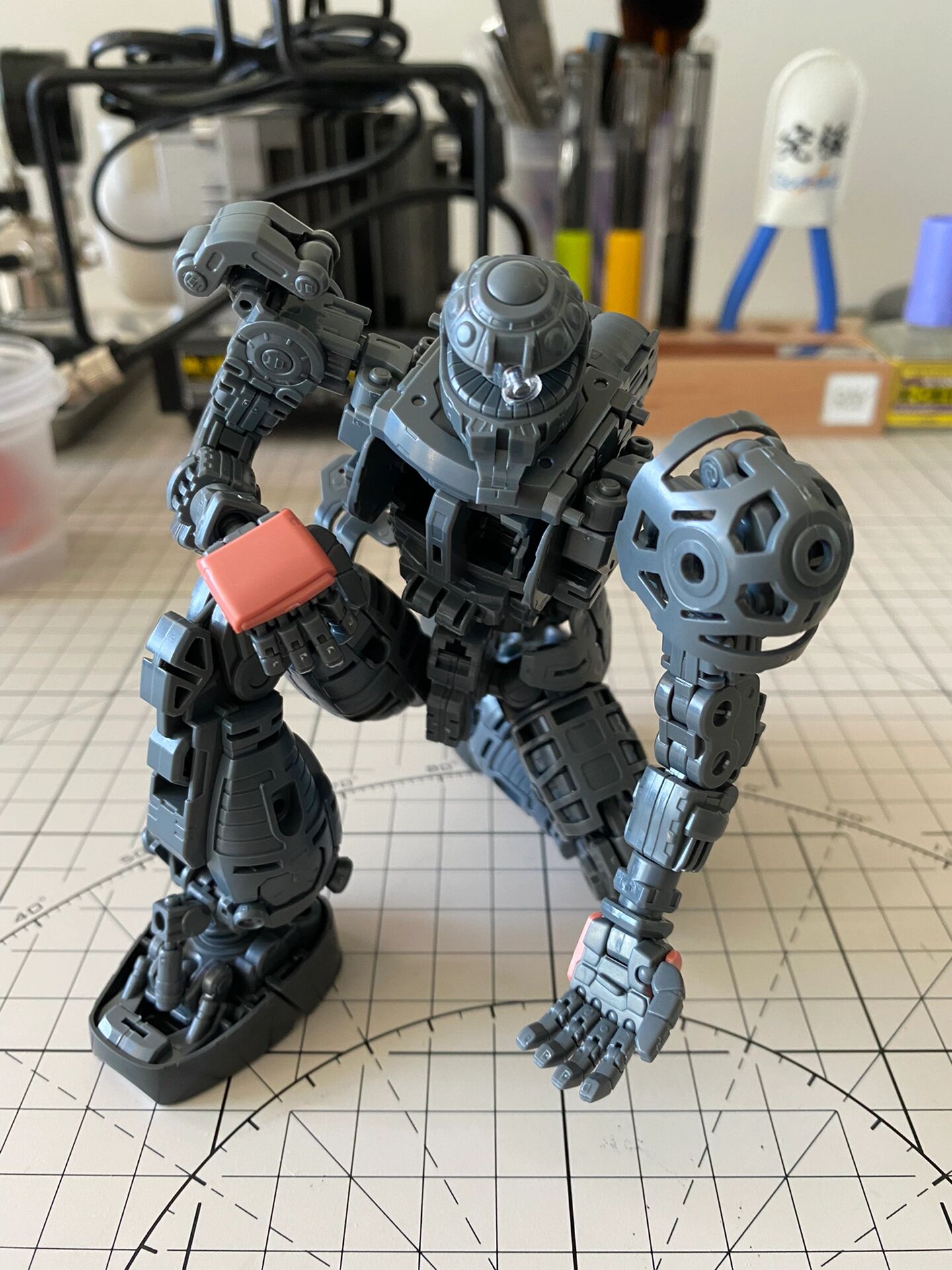 0夏亚红扎古骨架涂装 配色方案 技法-平喷遮盖 珐琅大法 主体-黑底 光