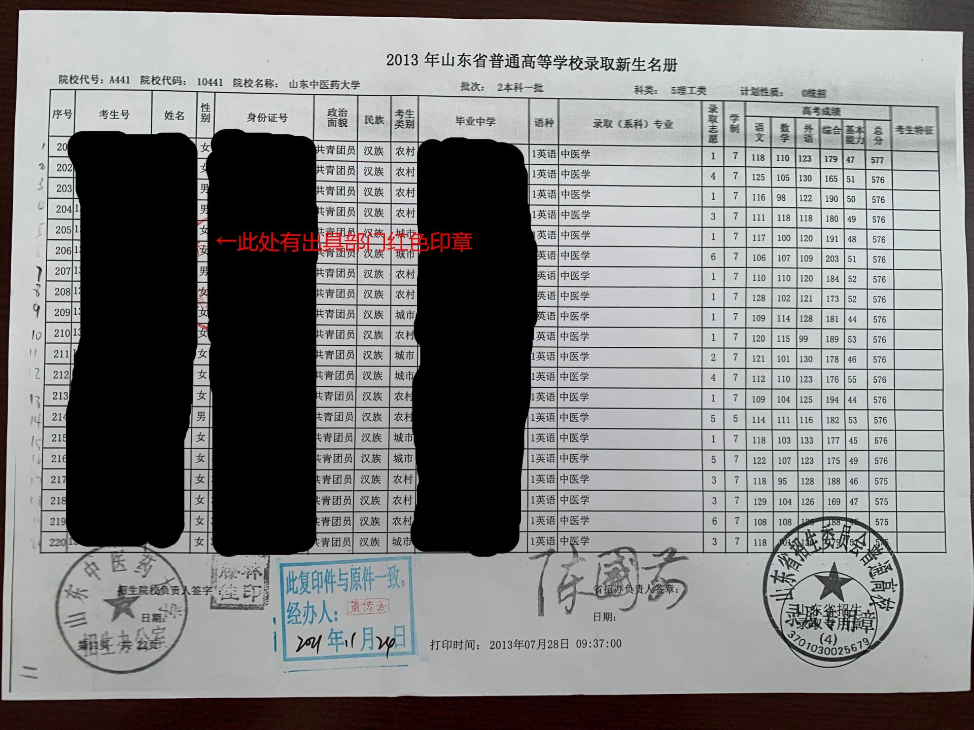 大学录取花名册