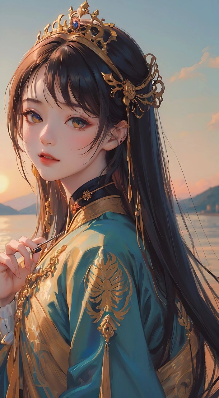 唯美画风的古装女子 prompt 杰作,古装美女,泼墨,国风,荷花般的美少女