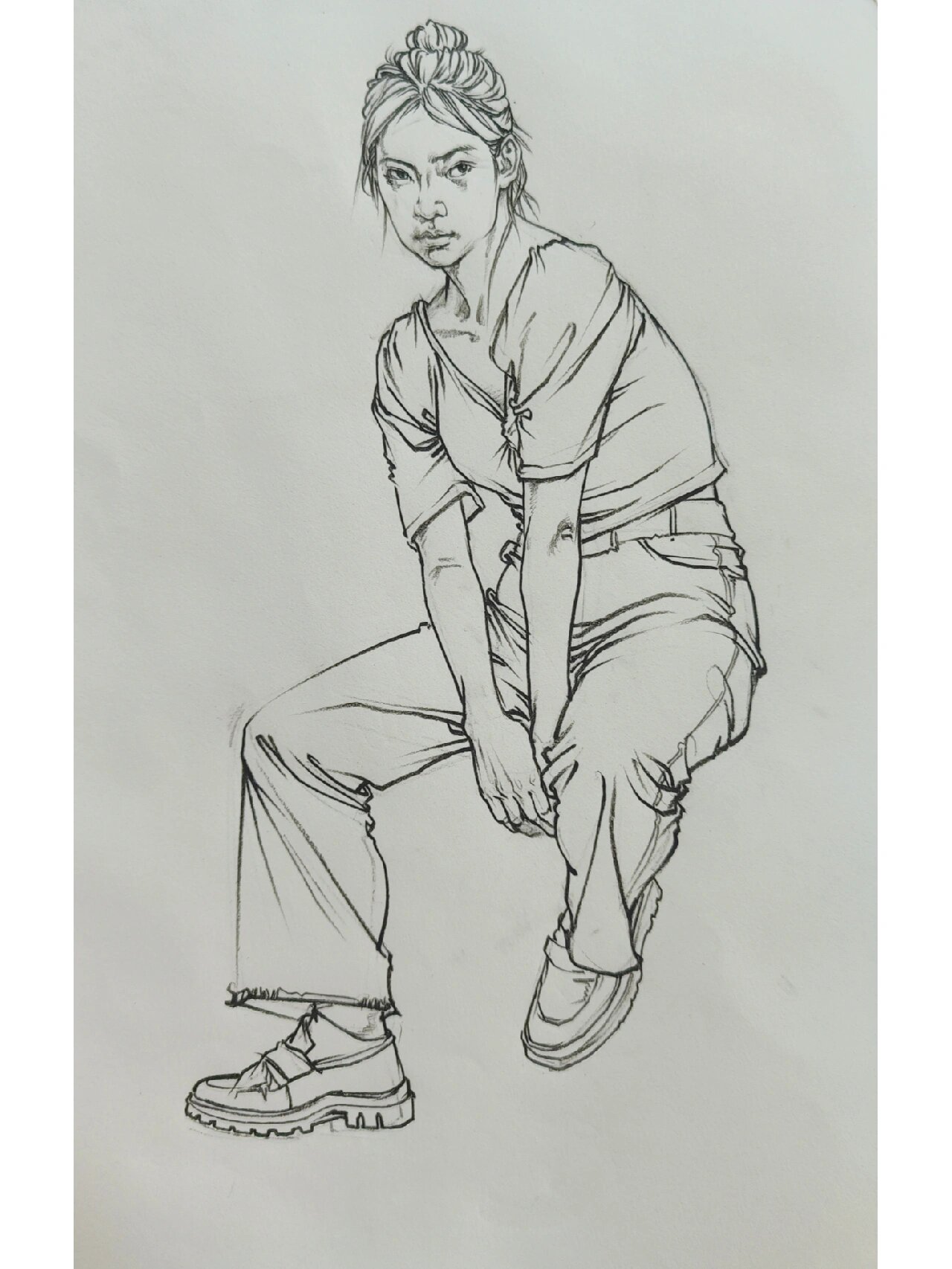 线性速写女坐姿详细步骤图 感觉很好学,为什么到同学们那就感觉很难呢