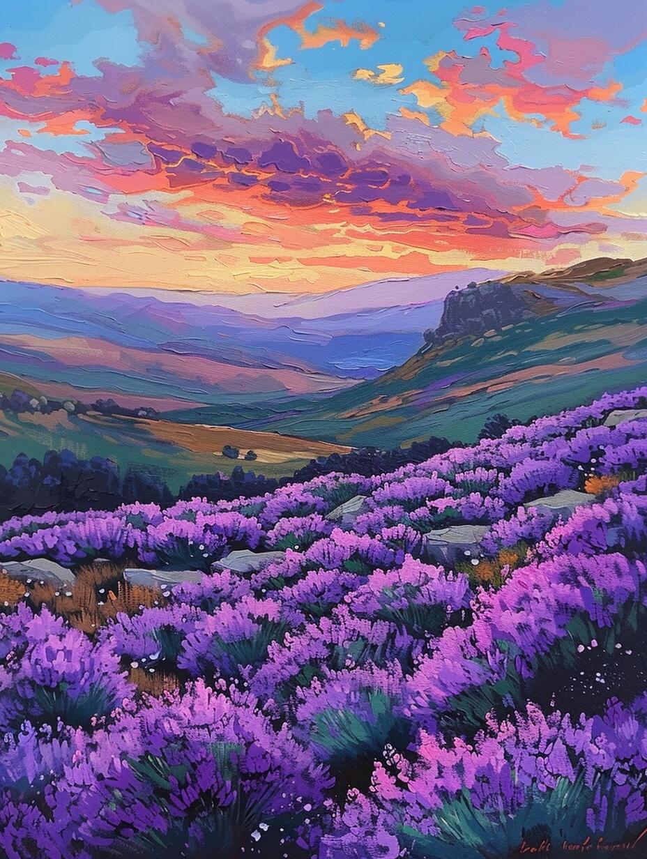 ai油画|薰衣草海·落日余晖