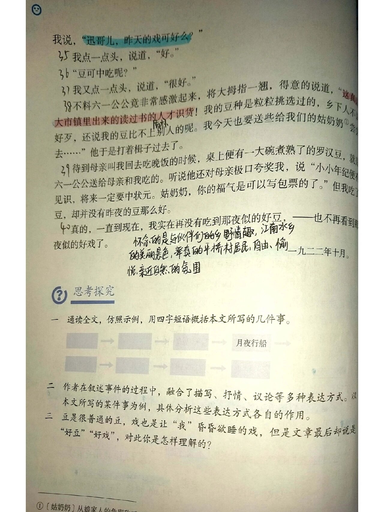 社戏思考探究图片