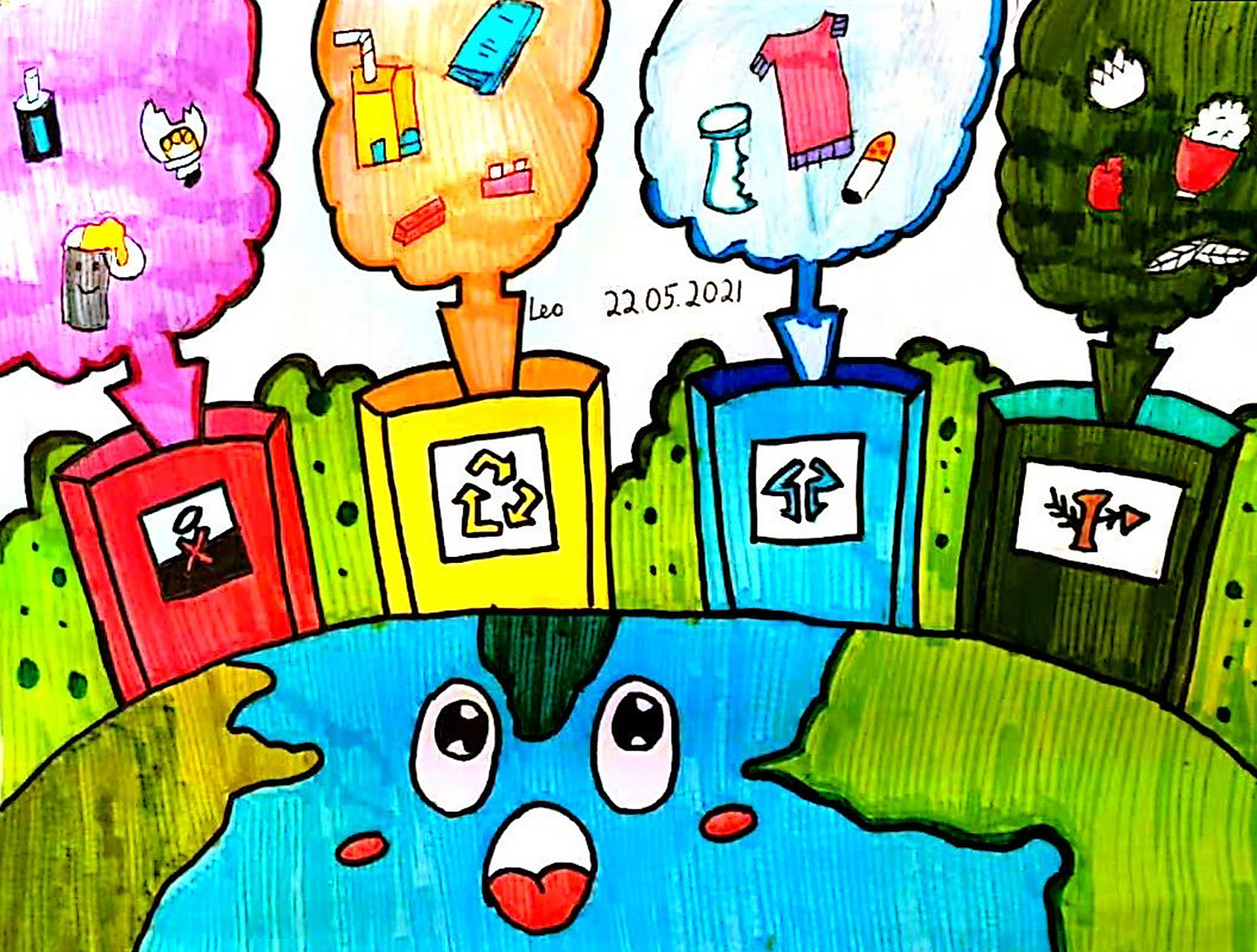 垃圾分类主题画 儿童画