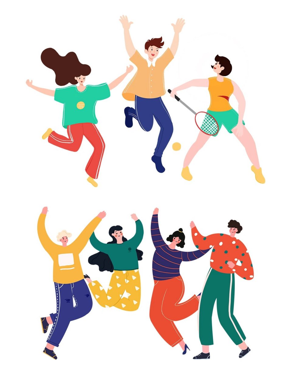 五四青年节青年卡通人物|免扣素材分享 96不奋斗94无青春 	 96