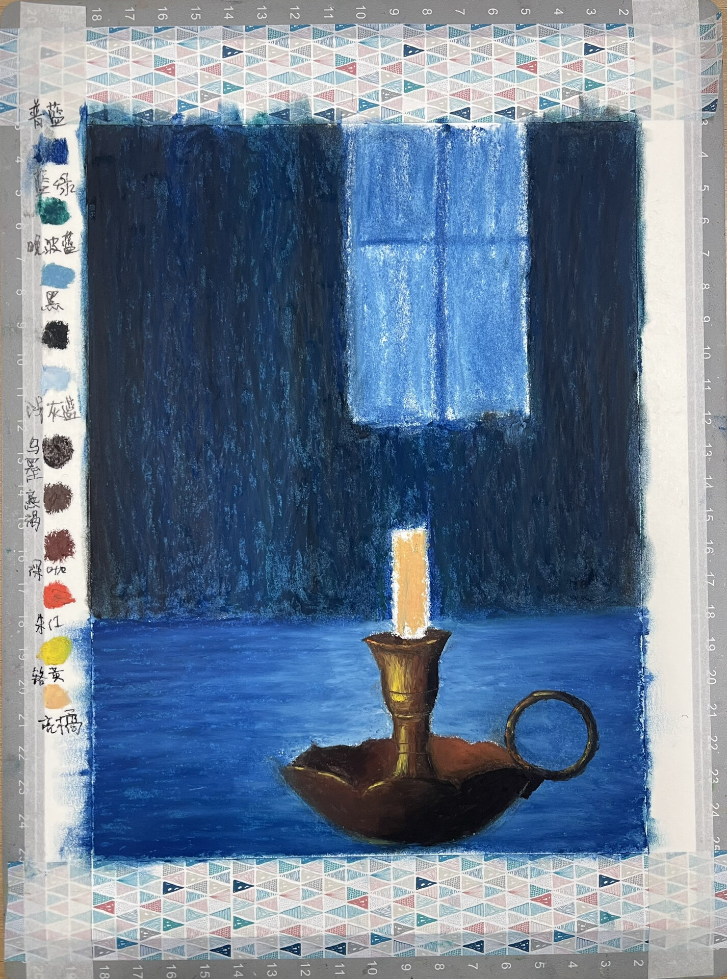 蜡烛2|油画棒(附图文教程) 前几天临摹了一副蜡烛,觉得还挺喜欢,这次