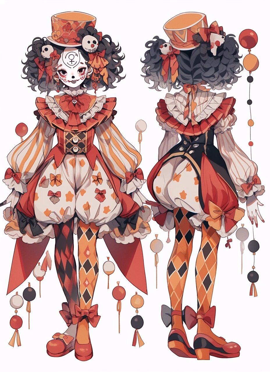 oc|小丑|回魂夜 素材 所有的图~ai出图,给大家提供一些设计oc时的灵感