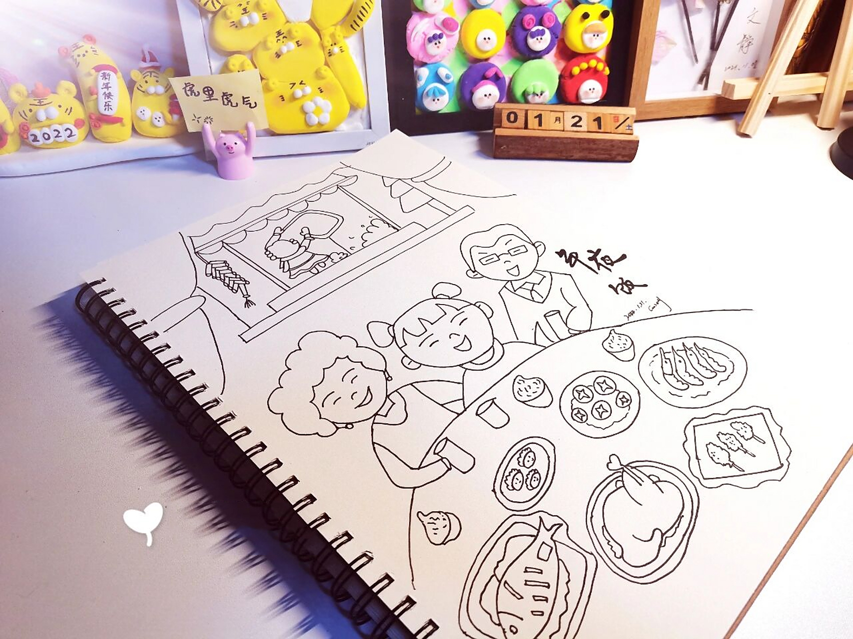 新年简笔画|年夜饭|年夜饭简笔画 简单的一副简笔画出炉 画面简单但是