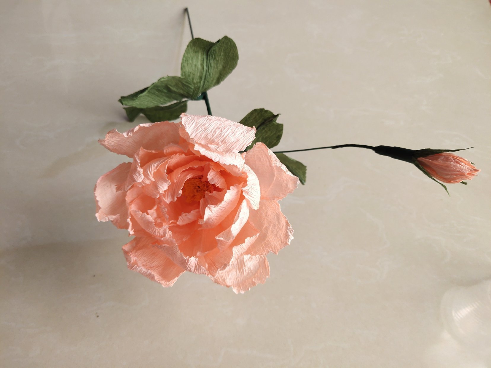 纸花教程：教你用皱纹纸制作白牡丹纸花