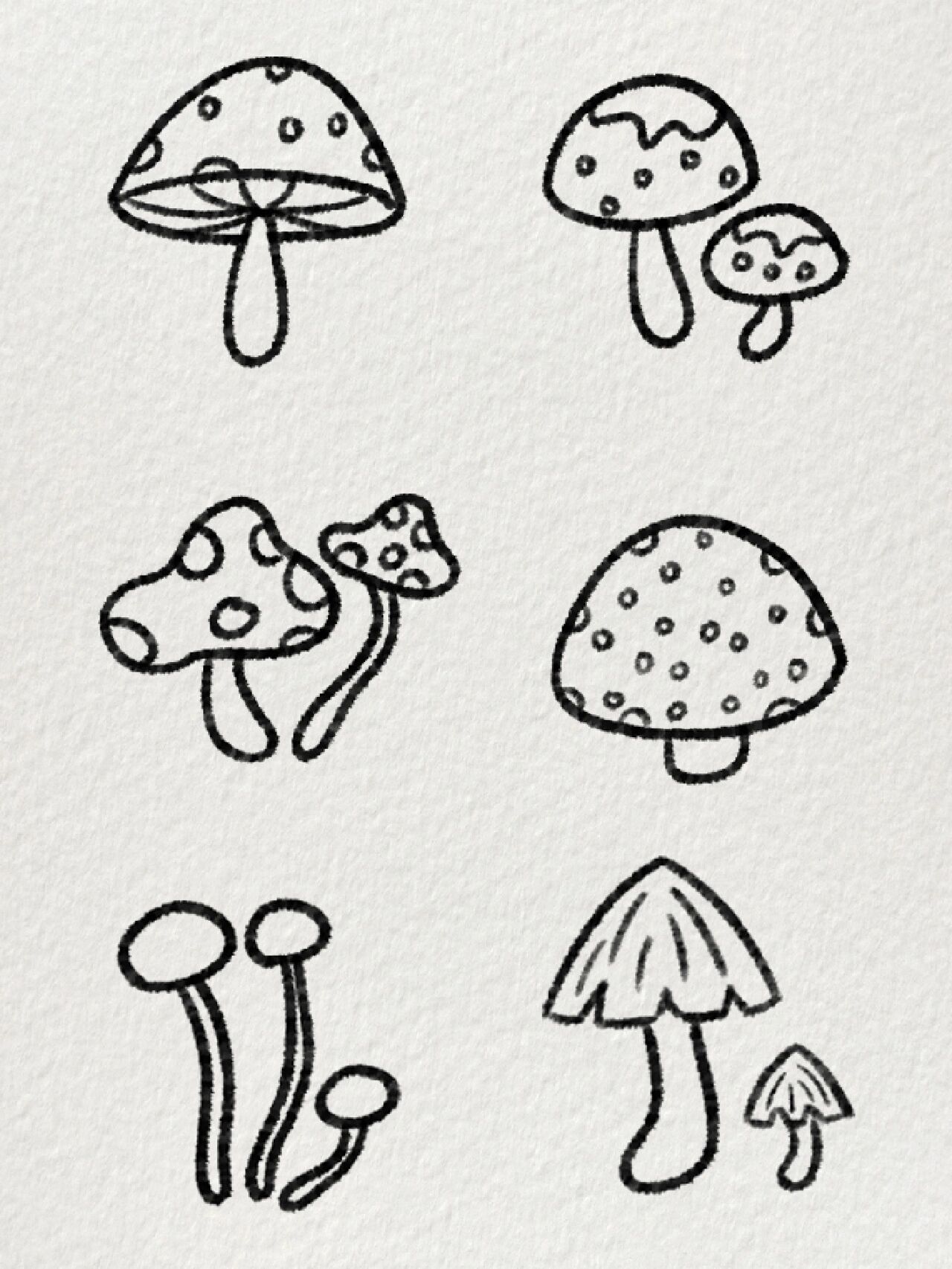 超简单的蘑菇简笔画|96森林里的小精灵 96在森林里撑伞