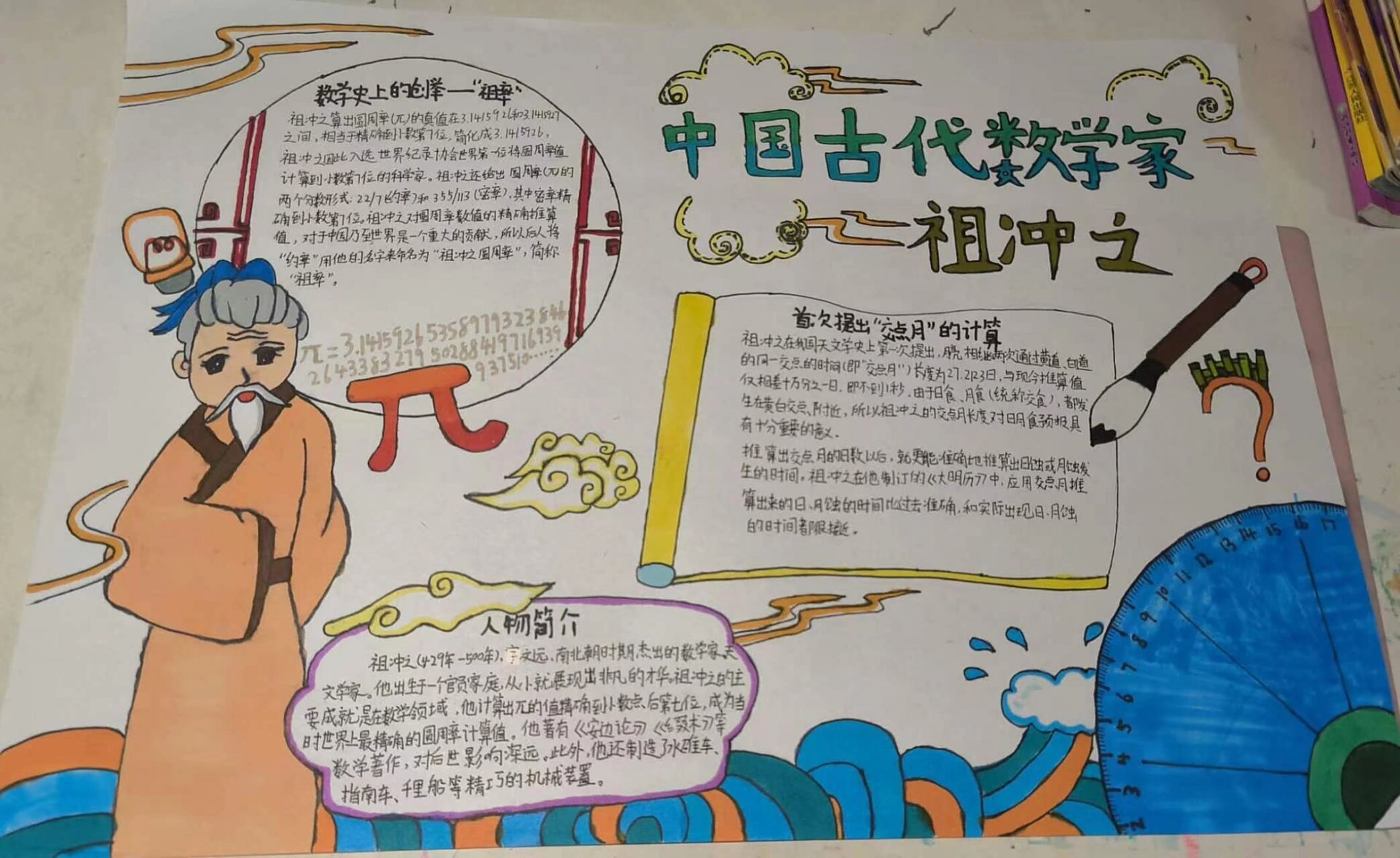 中国古代数学家祖冲之手抄报来喽