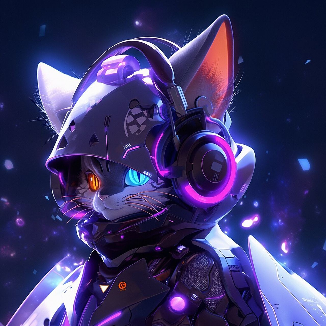 科幻猫猫头像,戴耳机 科幻猫猫系列2