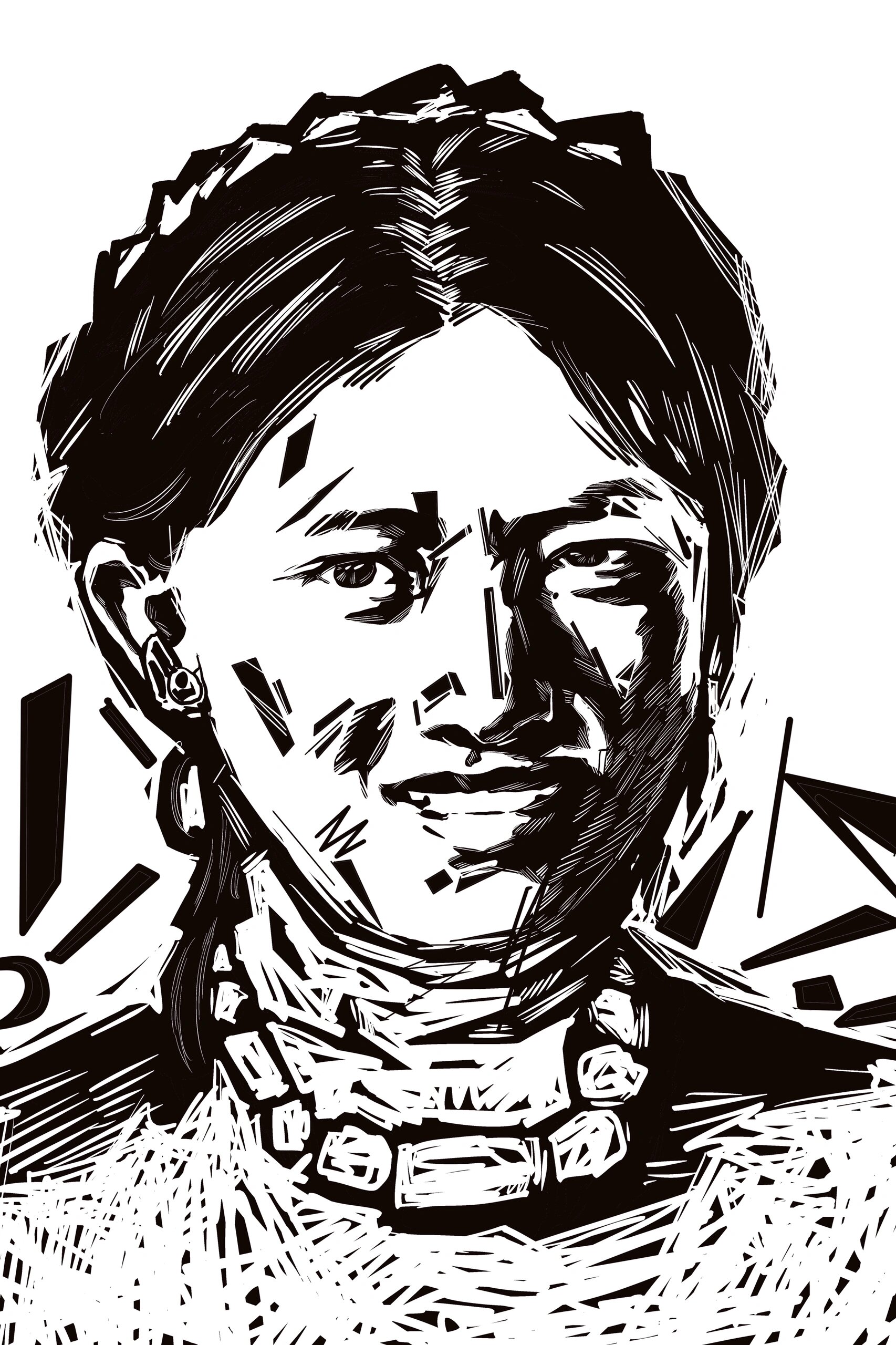 少数民族人物黑白木刻版画稿图示范 九期可约