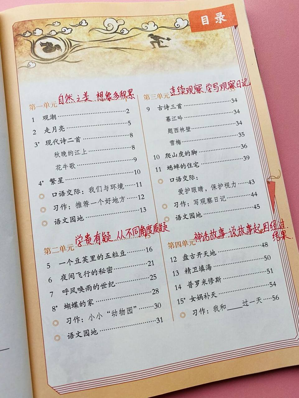 小学语文部编版四年级上册目录 新学期来啦～ 希望本学期依旧工作顺利