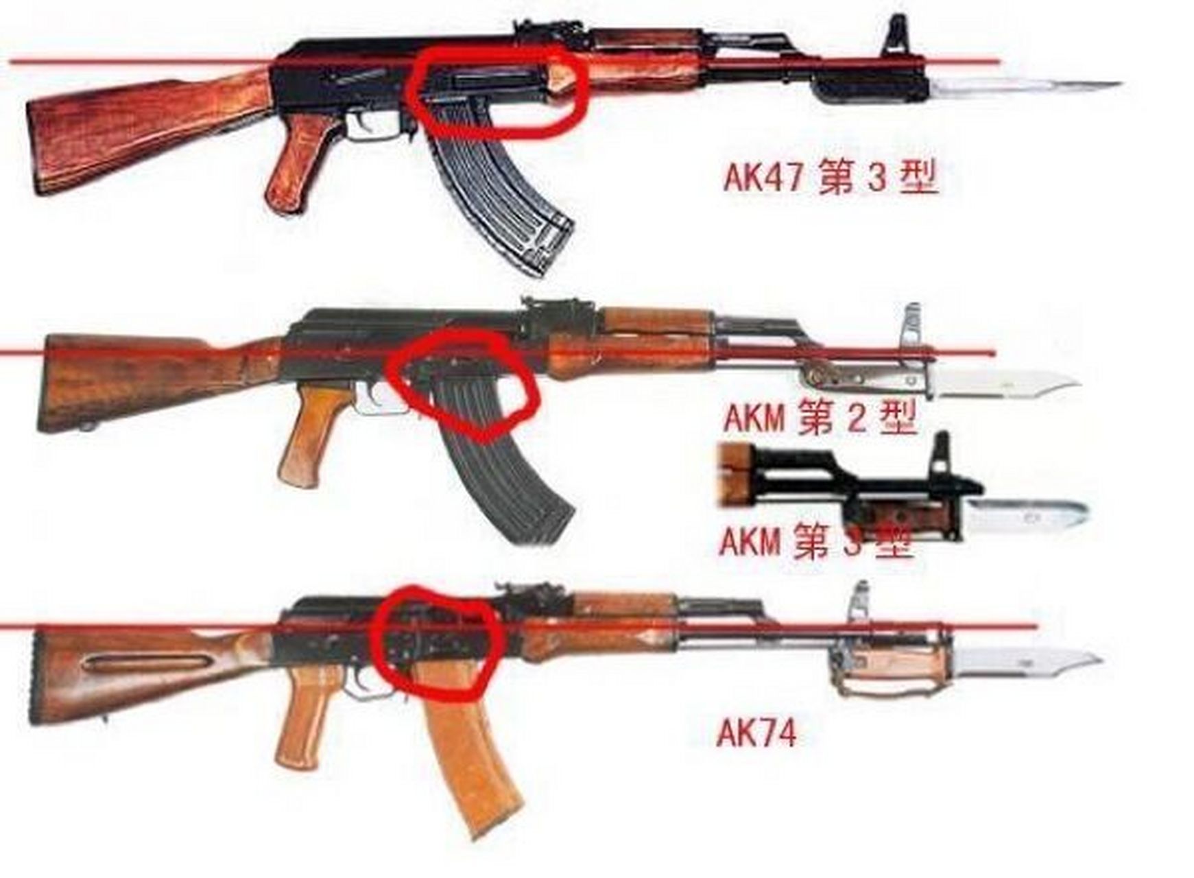 一张图教你区别ak47和akm还有ak74 找到关键点很好区分