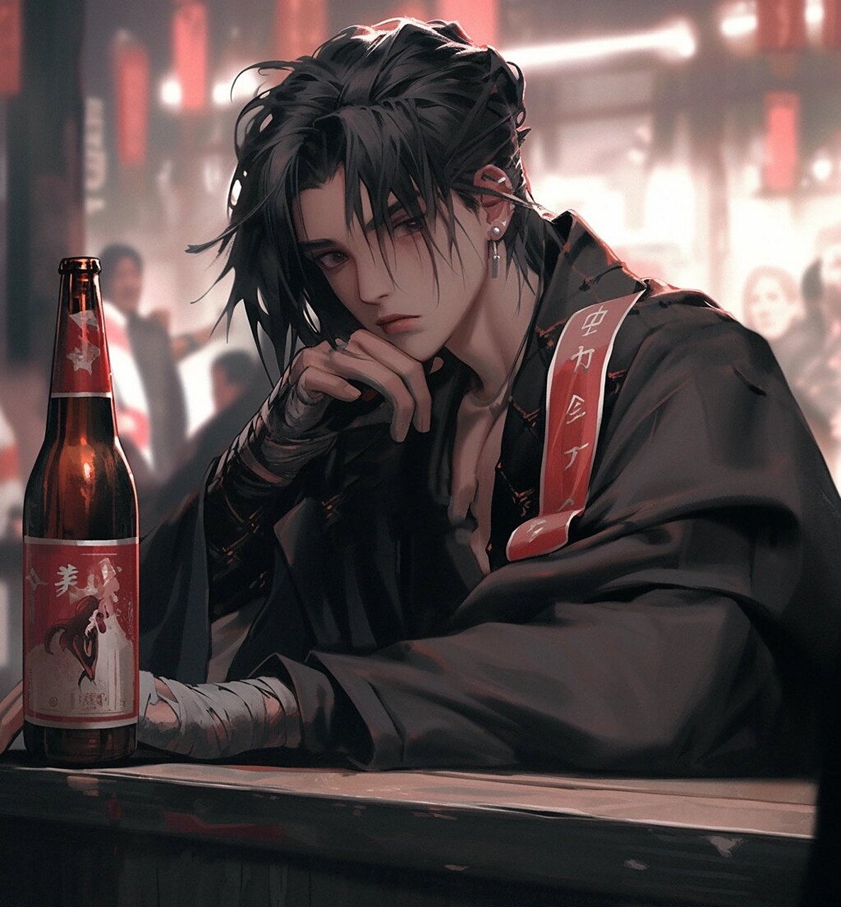 喝酒小哥—男生头像