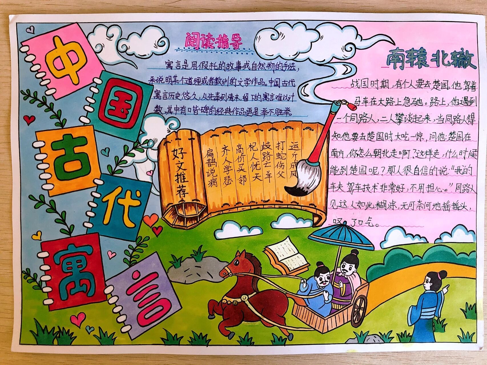 中国古代寓言故事手抄报 有线稿!