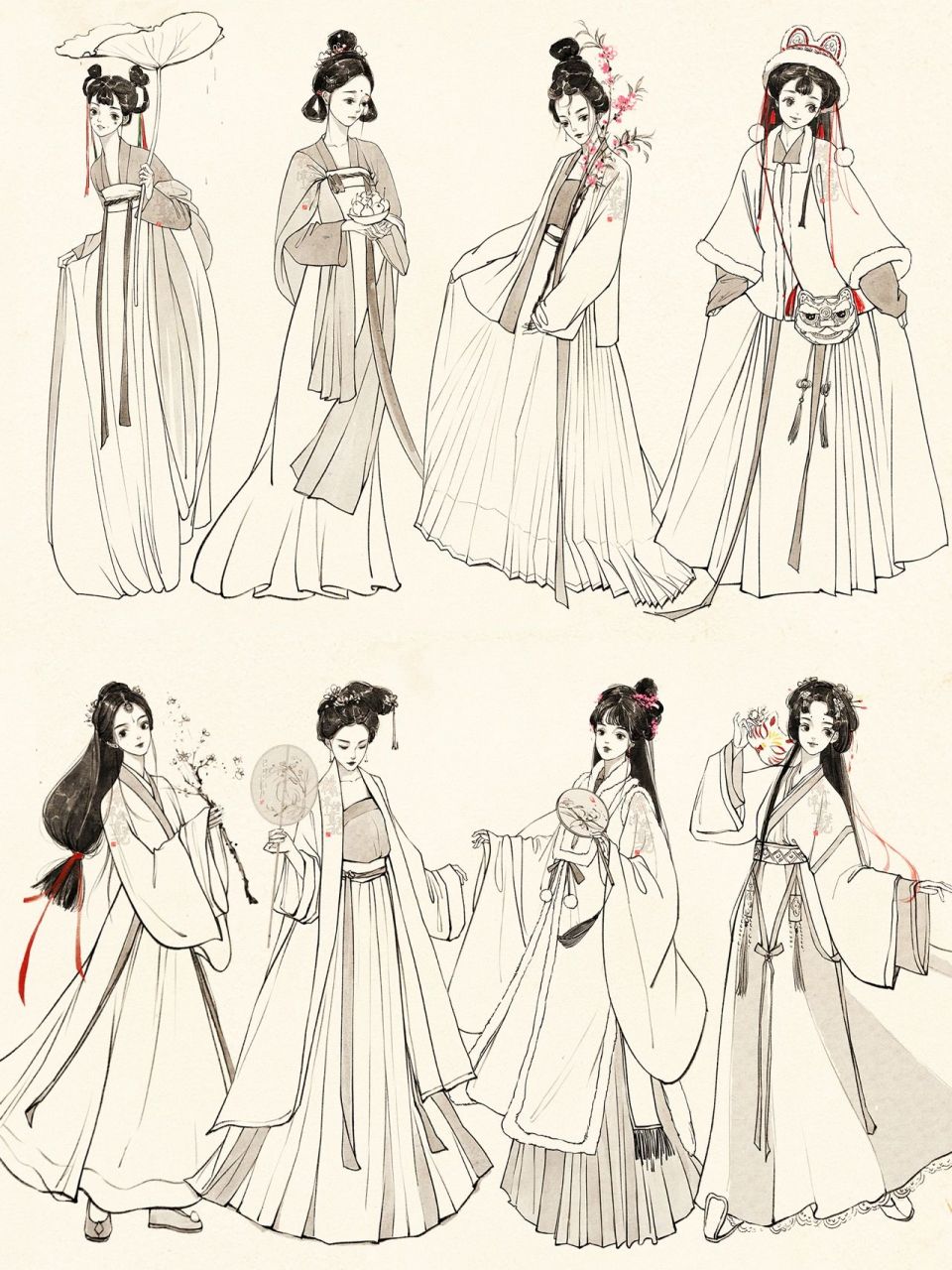 速涂||国风人物全身造型合集||汉服 都是速涂课的案99例99演99