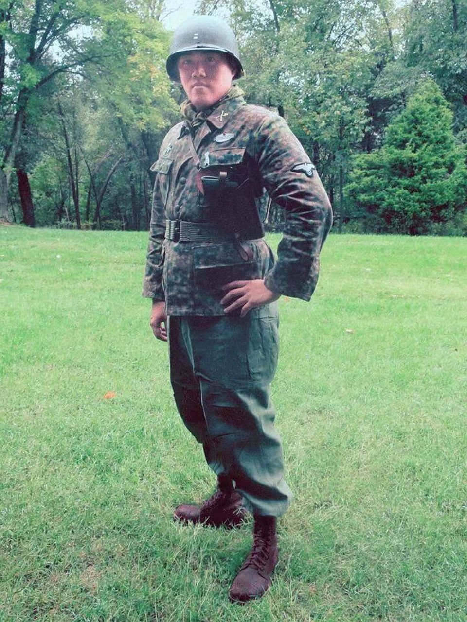 朝鲜战争时期韩军装备的二战德军ss豌豆迷彩服#二战# #迷彩服# #朝鲜