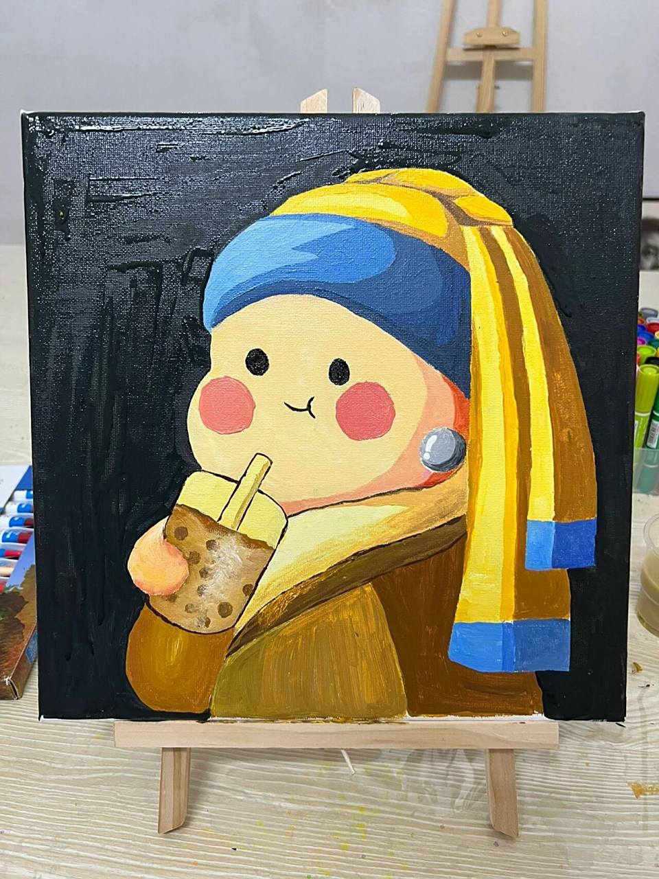 世界名画之《喝珍珠奶茶的耳环少女》